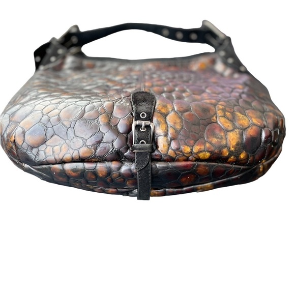 Donald J. Pliner Made In Italy Patent Embossed Croc Hobo Bag - Picture 7 of 16